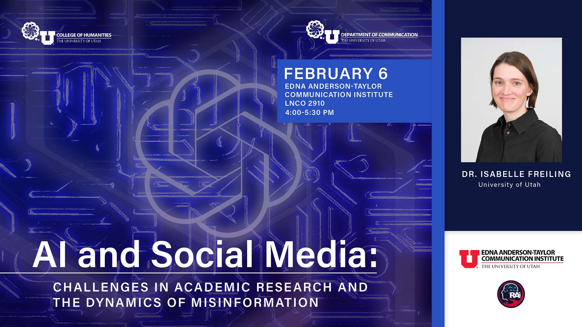 Feb. 6: One-U RAI Fellow Isabelle Freiling to Present on AI, Social Media, and Misinformation